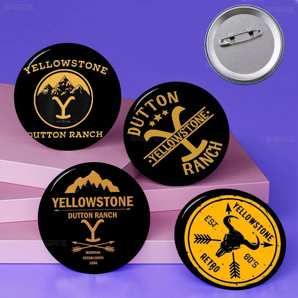 Yellowstone TV Show 32/44/58mm Handmade Pin Round Funny Snap-in Brooches for Backpack Cothes Accessories Badge Hat Decoration