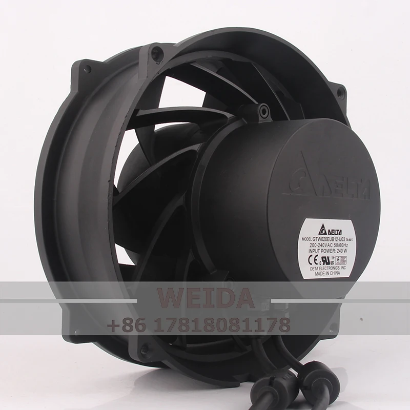 GTW020EUB12-U03 Case Cooling Fan for Delta AC200-240V 240W 200X200X120MM 200120 Dual Ball Bearing Metal Centrifugal Ventilation