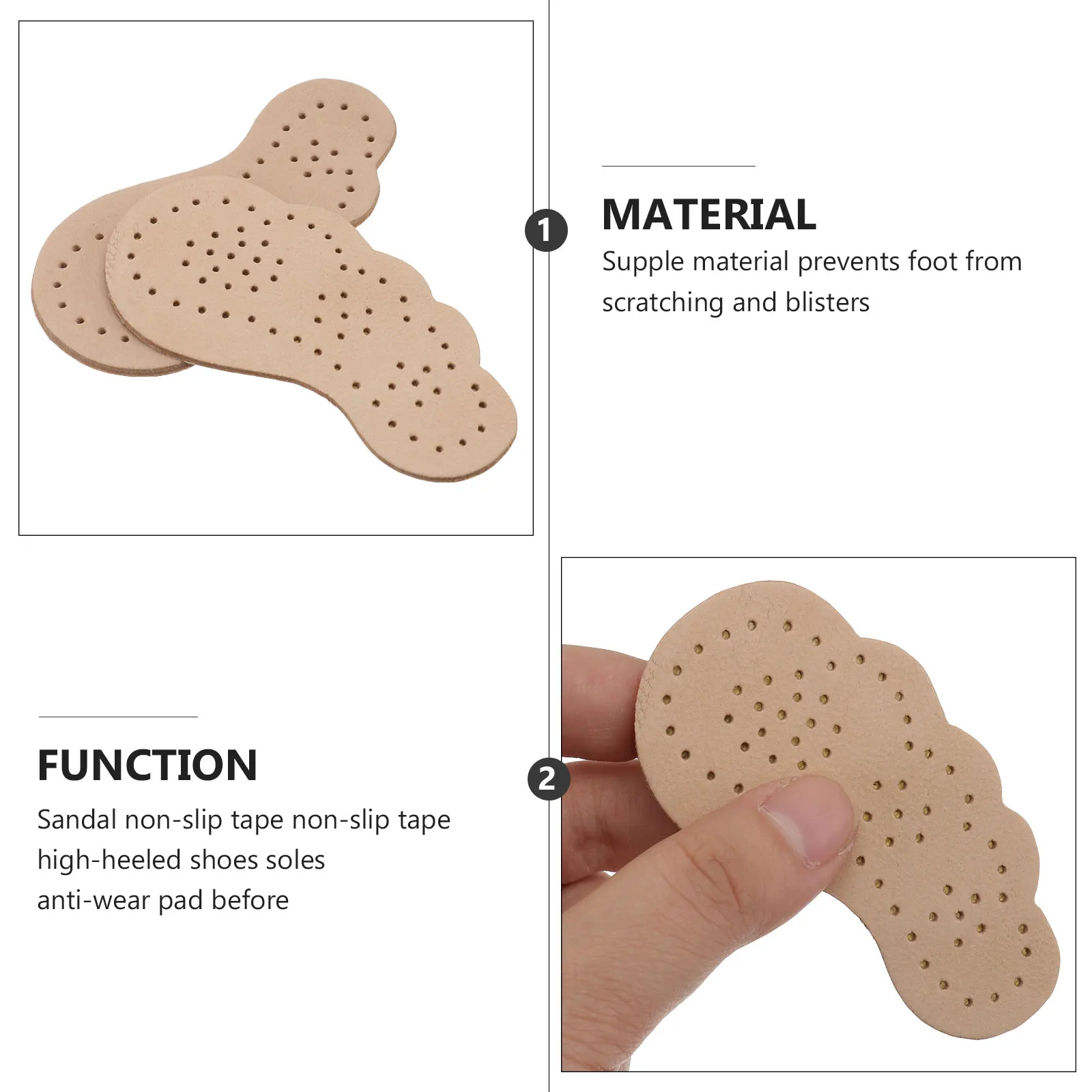 

2 Pairs High Heel Half Insoles Anti-Slip Shoe Cushions Sweat Absorbing Beige Forefoot Pads Non-Slip Sole Cushions For Daily Use