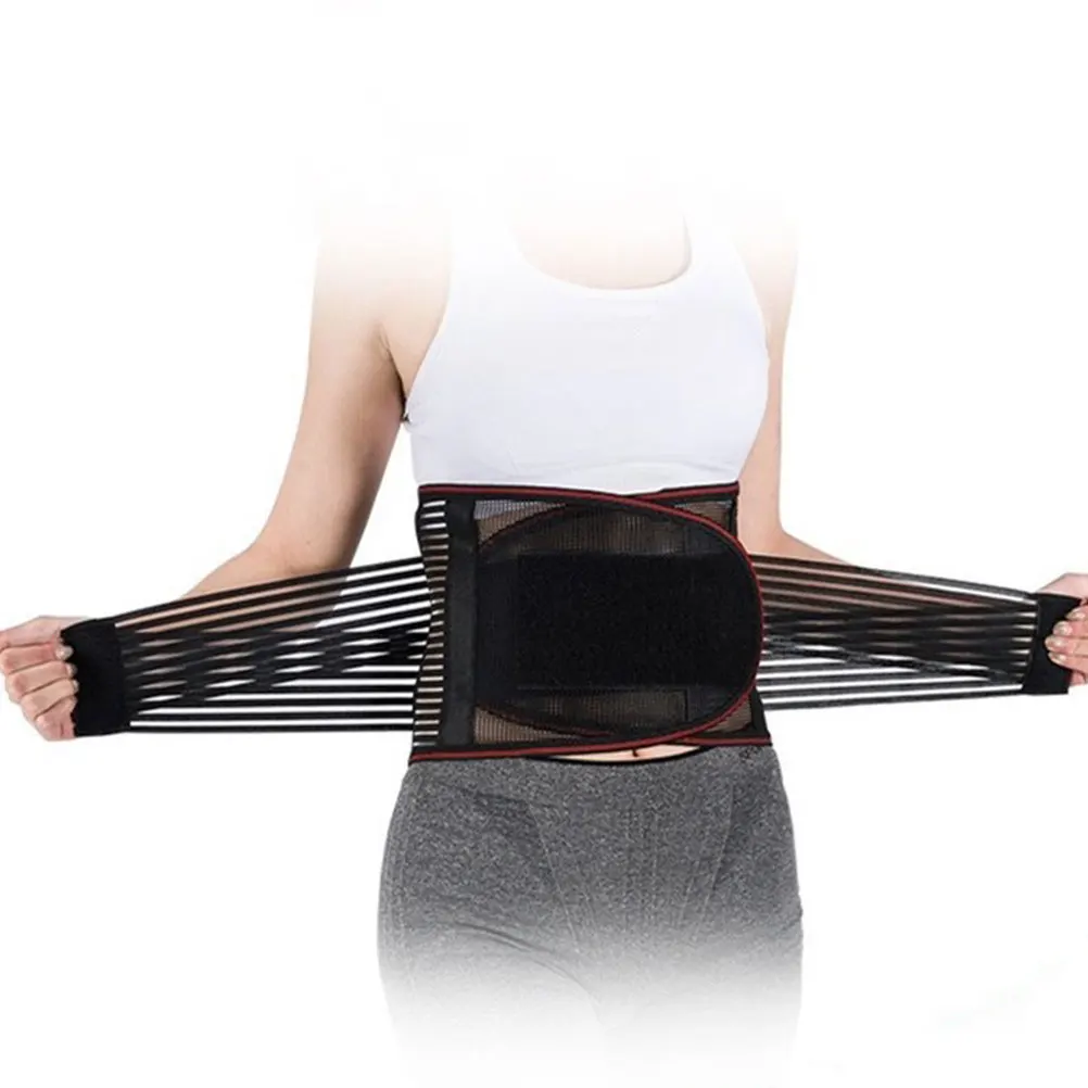 

Fitness Belt Workout Sports Breathable Gym Back Brace Strap Black L Size Slimming Sweat Waist Trainer Support Band