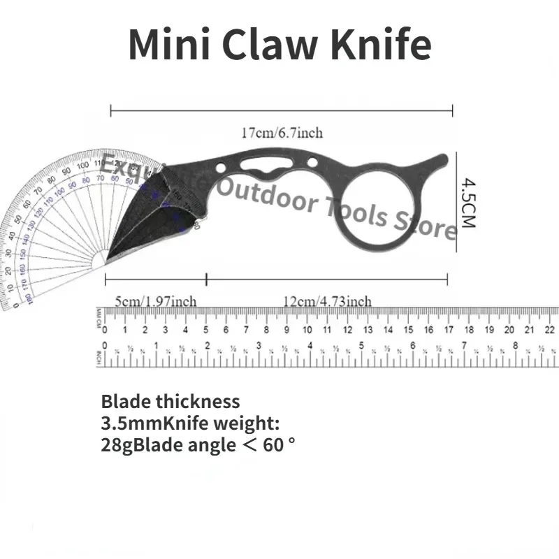 Mini multifunctional small claw knife, outdoor hunting survival curved knife, cool portable knife with K sheath