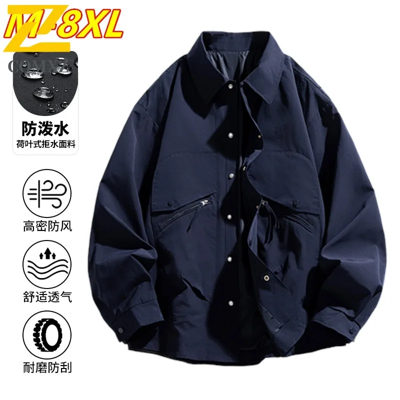 

COMXZ Mens Jacket Leisure Turndown Collar Outdoor Travel Windproof Coat Trendy Single Breasted Design Lightweight Windbreaker