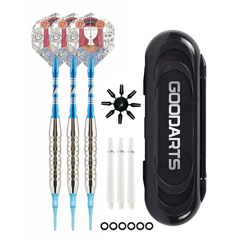 

652D 3 Pack Metal Darts Professional Darts Standard 21 Grams With Aluminum Shafts, Iron Barrels Soft Tip & Additional Shafts