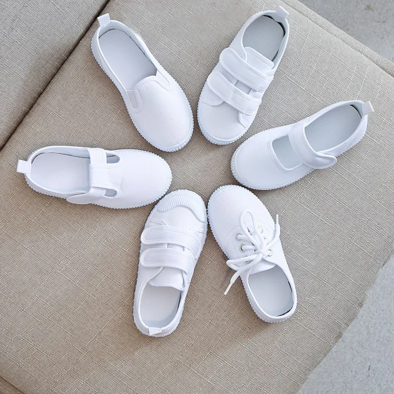 Kids Shoes For Boys Girls White Children\'s Casual Flats Canvas Shoes Dance Performance Sports White Sneakers for School CSH1347