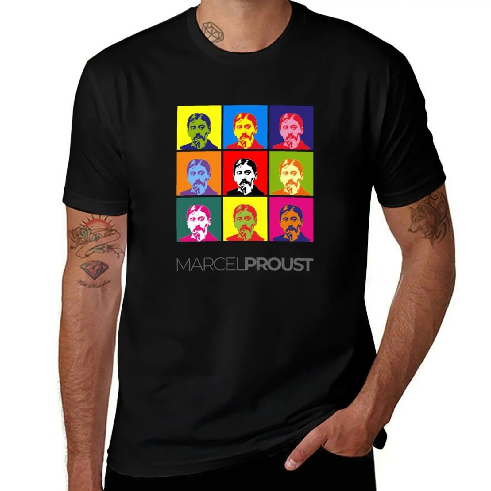 

Marcel Proust pop-art poster portrait T-Shirt cotton t shirt man t shirts for man graphic funny T-Shirt