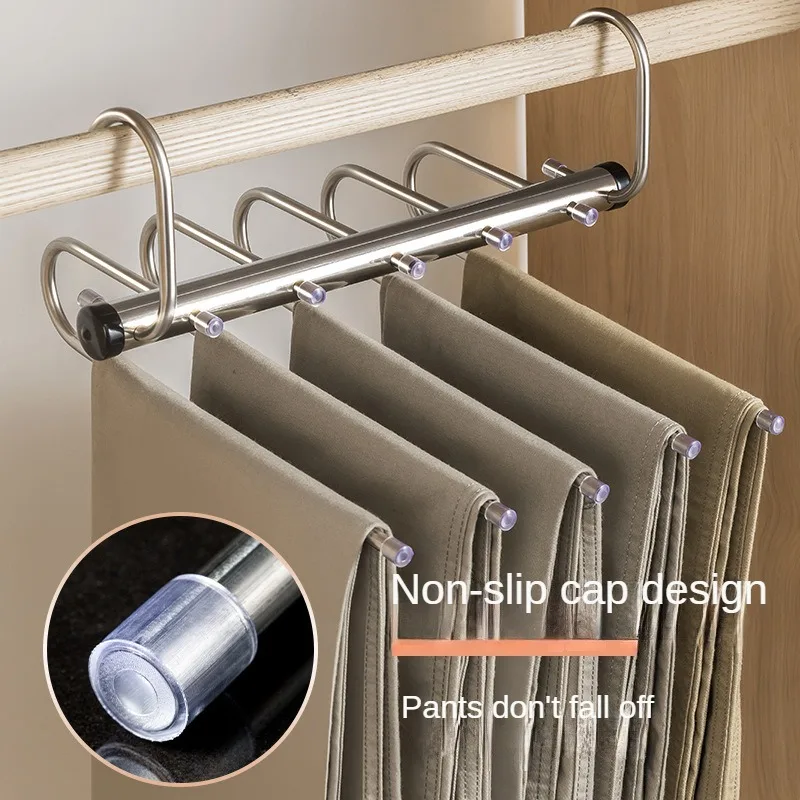 Folding Magic Pants Hangers 5/9layers Stainless Steel Space Saving Clothes Rack Organizer For Wardrobe Jeans Trousers Scarf