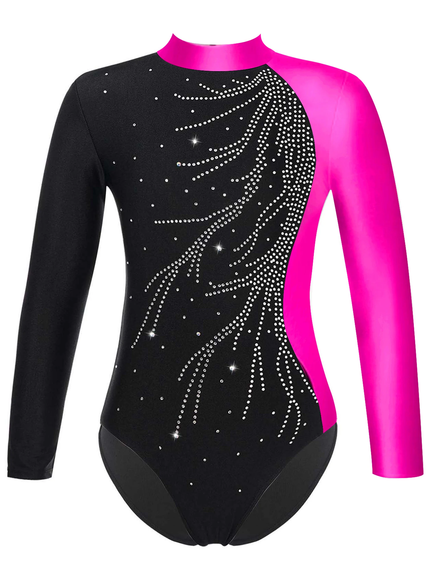 Kinder Mädchen Ballett Tanz kleidung Langarm glänzende Diamanten Gymnastik Trikots Bodysuit Unitard Eiskunstlauf Overall