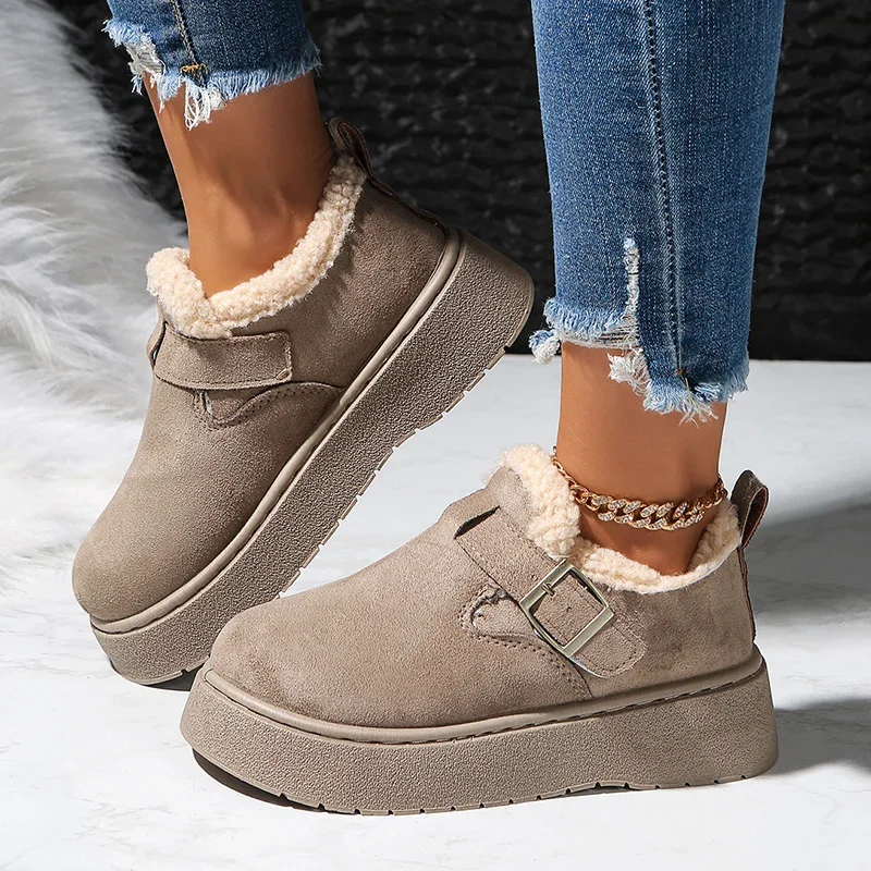 

Women Comfy Warm Fleece Lining Ankle Woman Anti Slip Platform Cotton Shoes Mujer Autumn Winter Thick Sole Plush Snow Boots