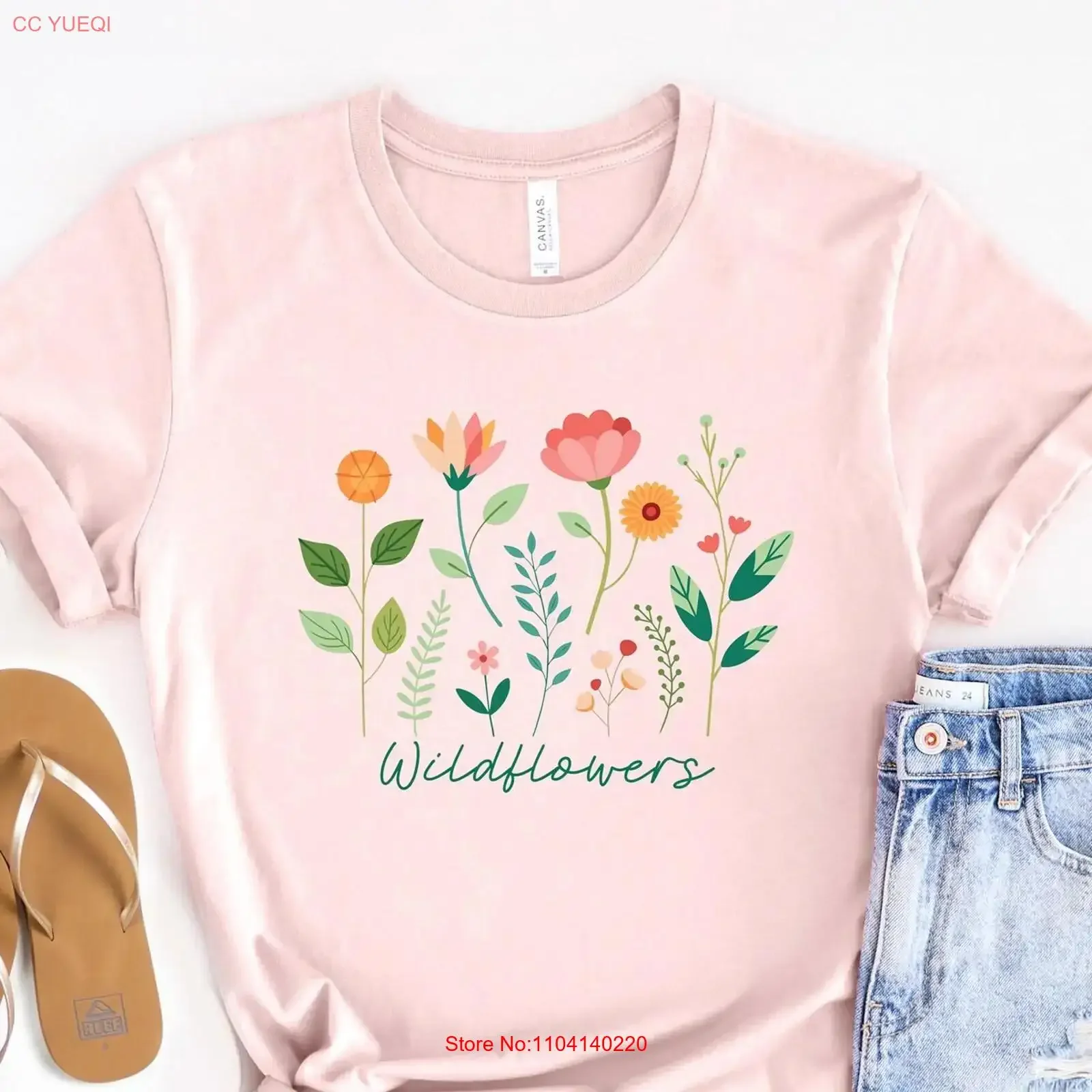 Wildflower T Shirt Wild Flower Meadow Cottagecore Garden for her Nature Lover Vintage Floral Boho vintage Washed Breathable