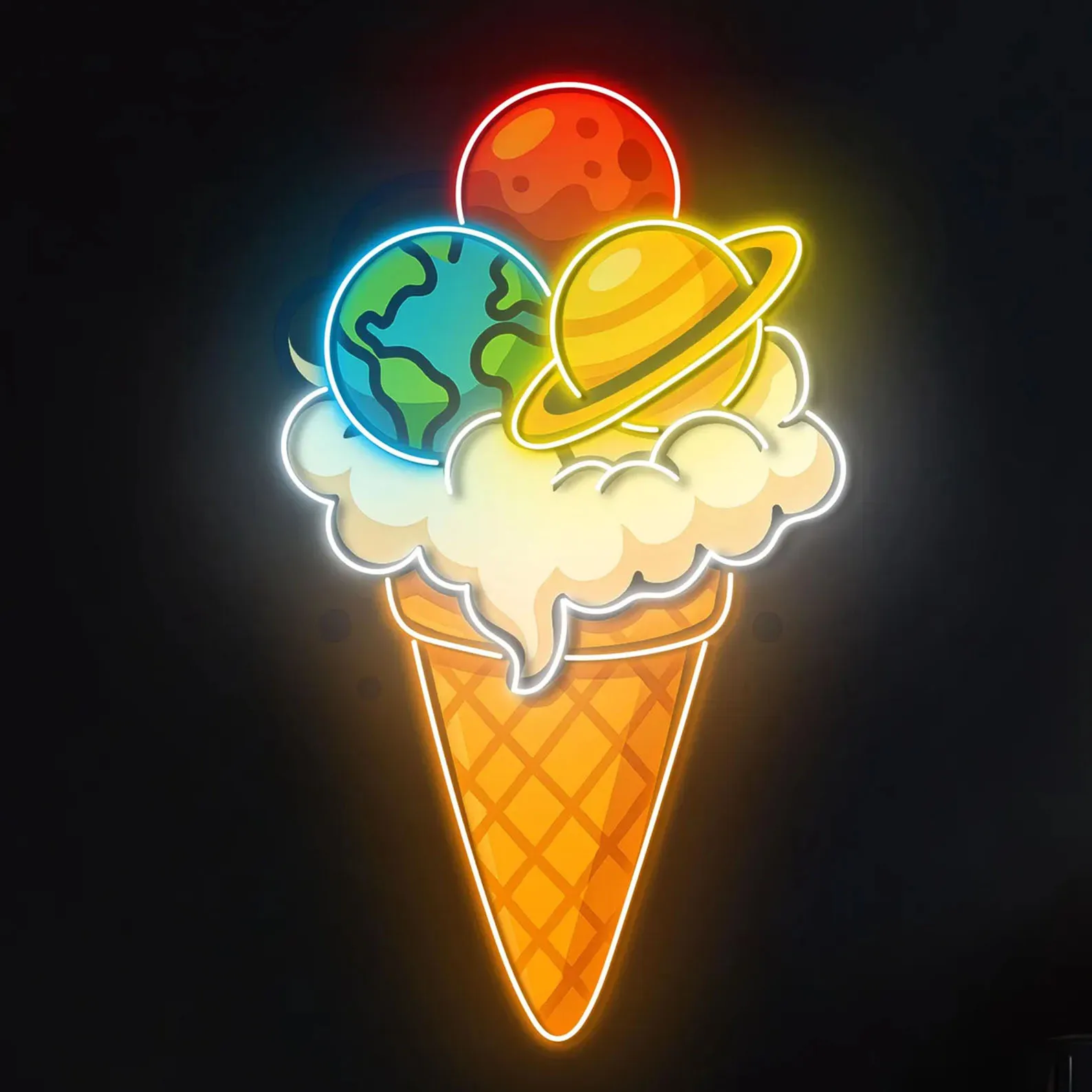 Ice Cream Neon Sign for Wall Decor,Ice Cream Shop Neon Decor,Business Dessert LED light for Bar,Birthday Party,Bedroom Decor