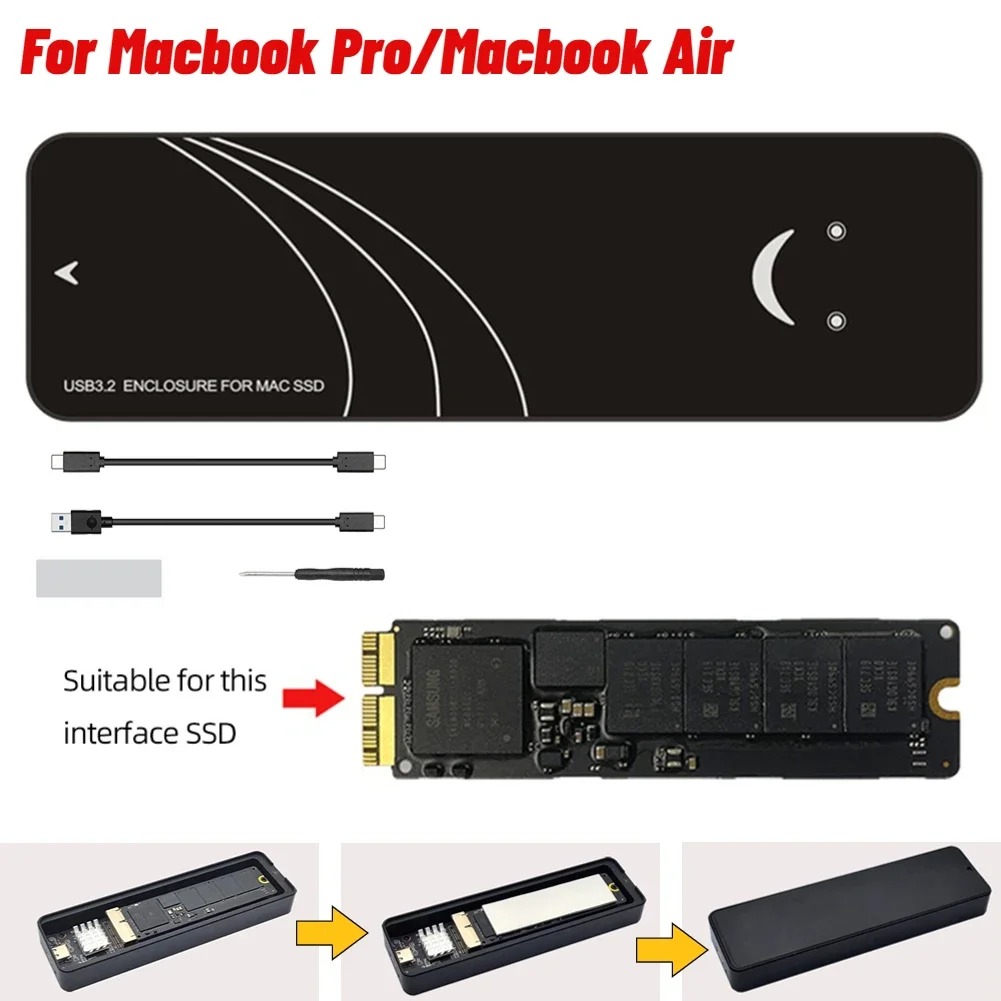 

For Apple Macbook Enclosure NVME M2 SSD Case Adapter For Macbook Air Pro Retina 2013 2014 2015 2016 2017 USB 3.2 to MAC M.2 Box