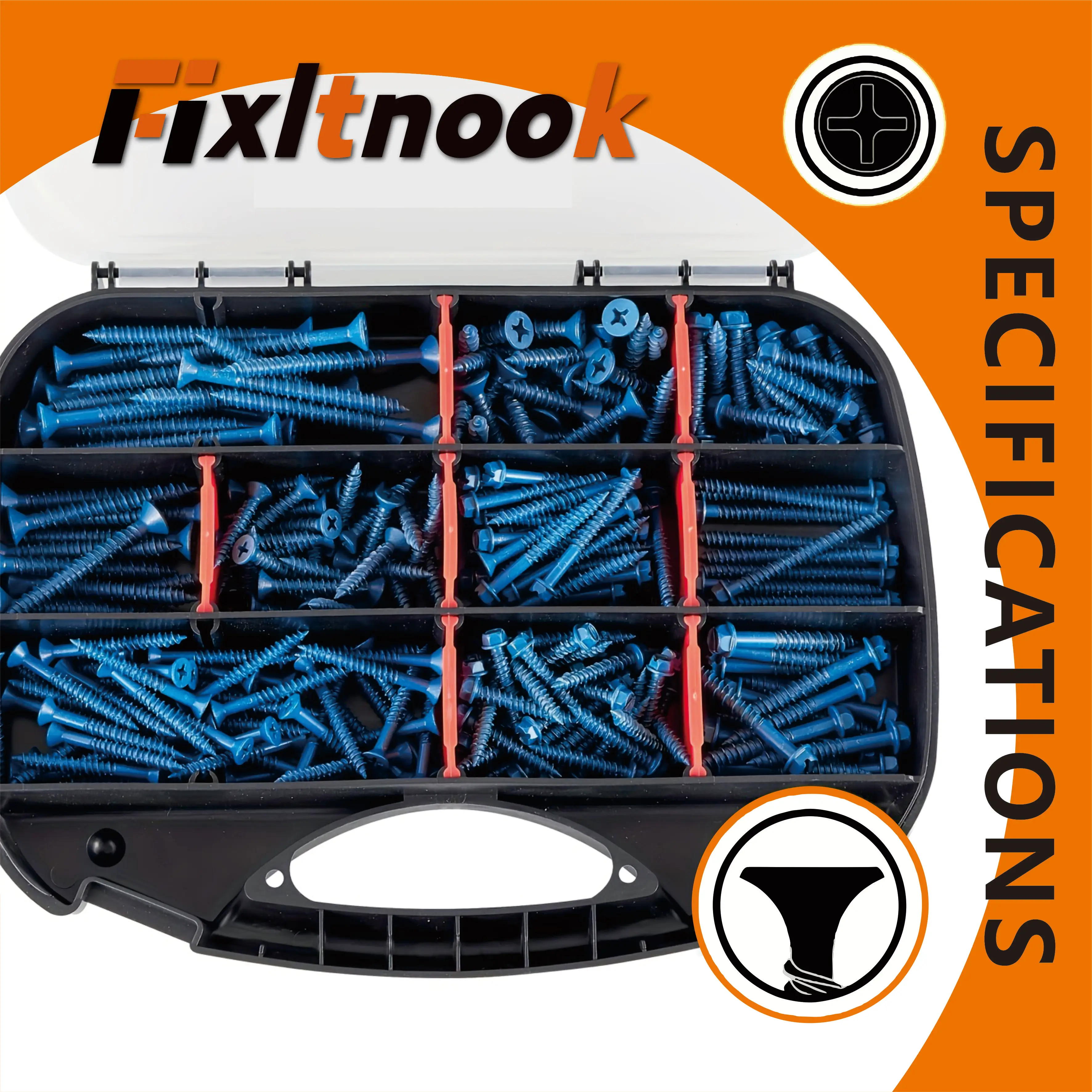 

260PCS， Length ranging from 1-1/4 "to 2-1/4", 1/4 3/16 concrete screw combination kit