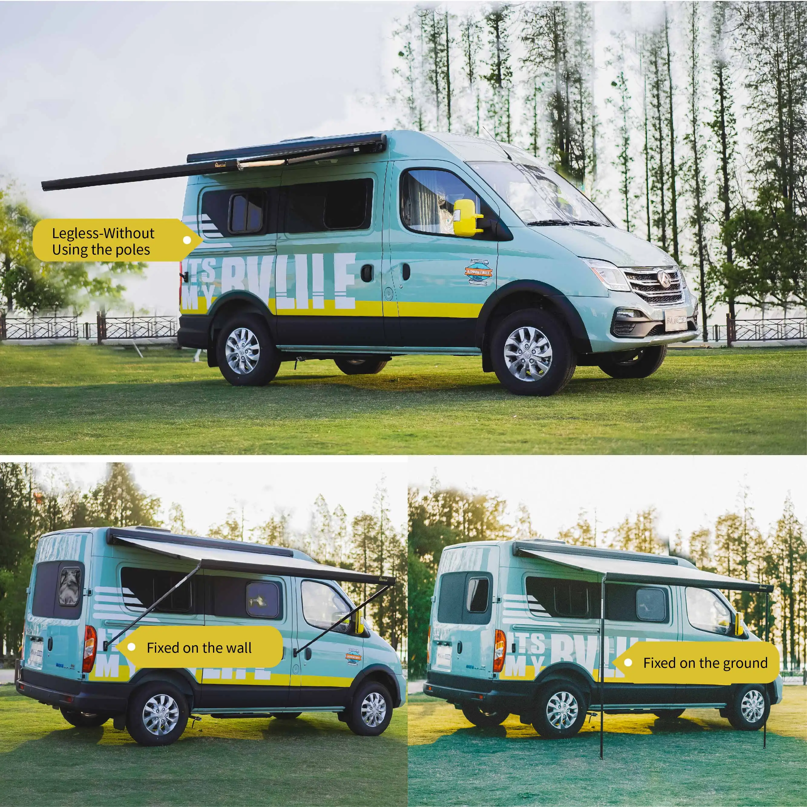 Wareda Motorized Retractable Bus Electric Truck Camper Van Awning Camping Caravan RV Awning For Motorhome