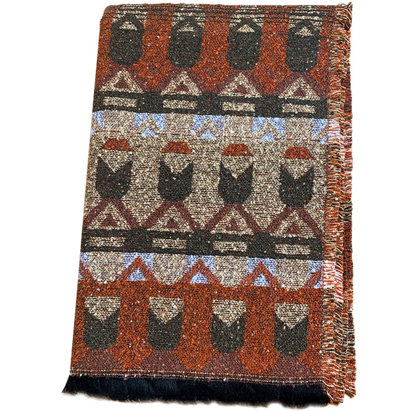 

Ethnic Bohemian Reversible Cape Shawl for Women - Versatile Winter Travel Wrap for Scarf， Cloak & Stylish Layering