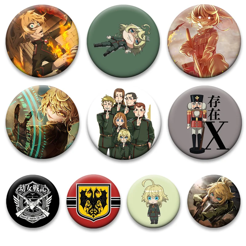 Tanya Von Degurechaff Anime Pins The Saga of Tanya The Evil Cartoon Badge Youjo Senki Brooches for Backpack Accessorys Gifts