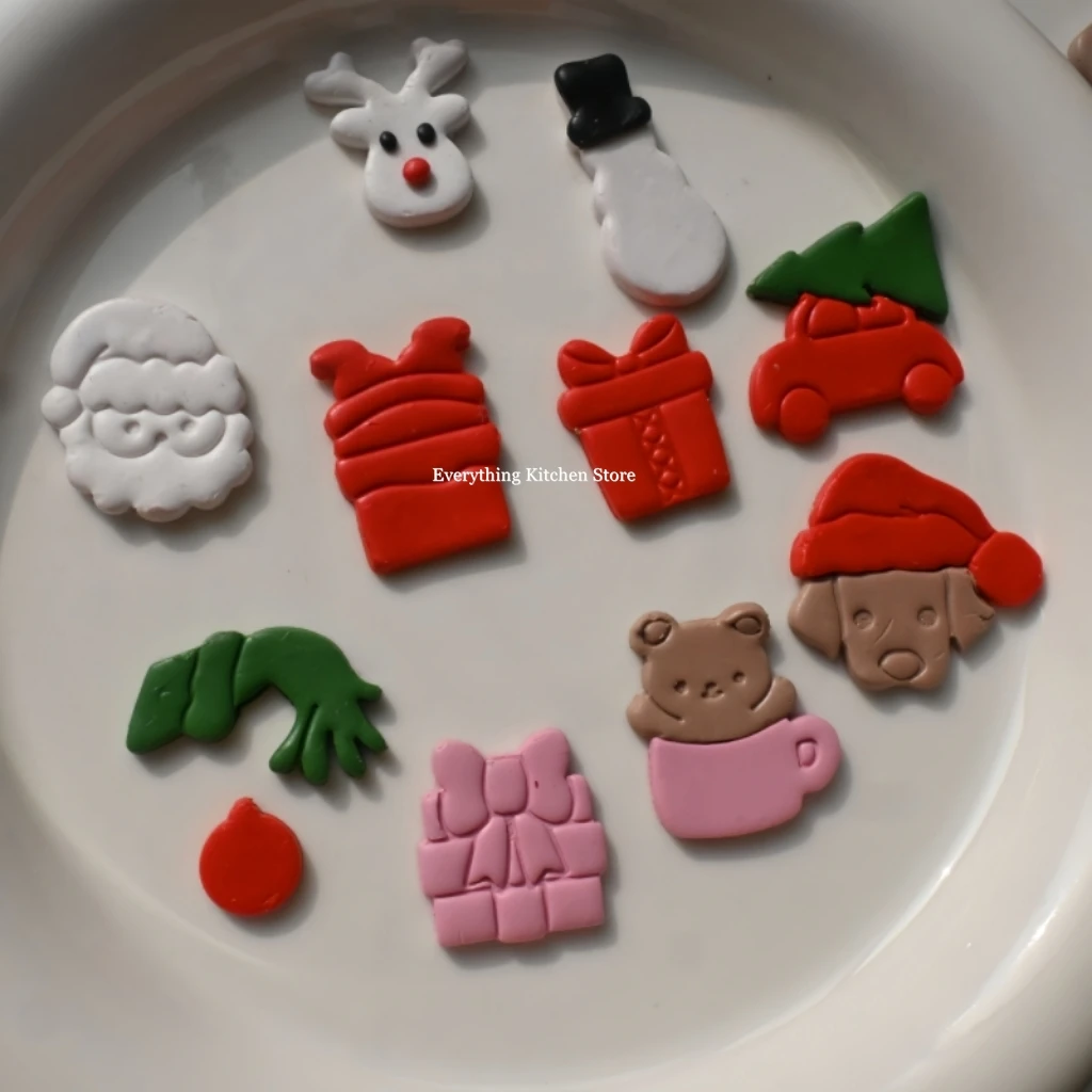 Winter Weihnachten Thema Polymer Clay Cutter Elch Auto Bär Schneemann Santa handgemachte Ohrringe Ton Form für Ohrring Schmuck Anhänger – Detail 3