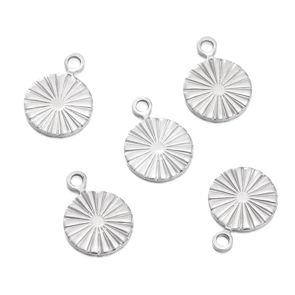 20/50pcs Gold Color Stainless Steel Heart Pendants Round Necklace Charms Pendant for DIY Bracelet Jewelry Making Accessories image 6