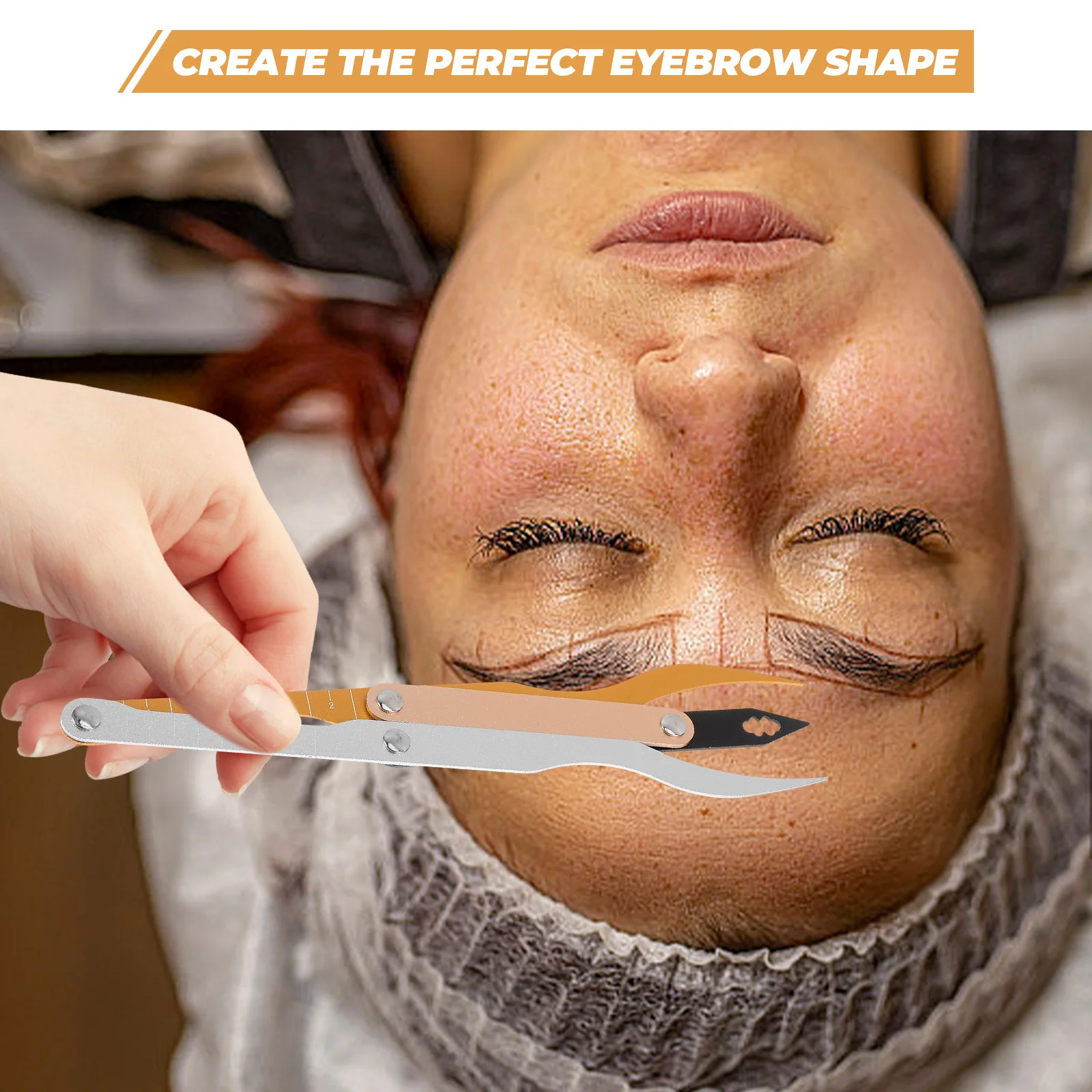 

Линейка для картирования бровей с золотым соотношением, инструмент для измерения бровей, металлический прочный прецизионный инструмент для макияжа и микроблейдинга