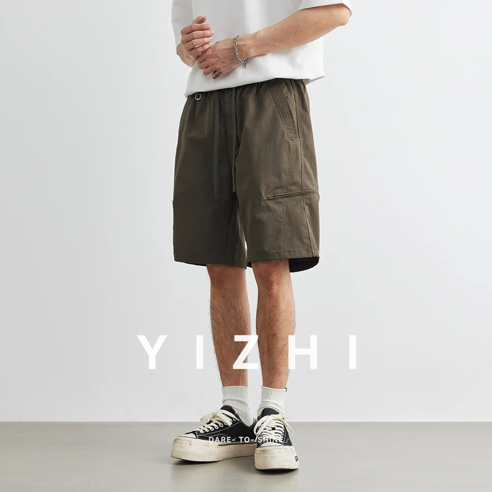 Fashion Men's Workwear Functional Shorts 2025 Summer New Outdoor Sports Fitness Running Shorts Loose Elastic Waist Thin Shorts