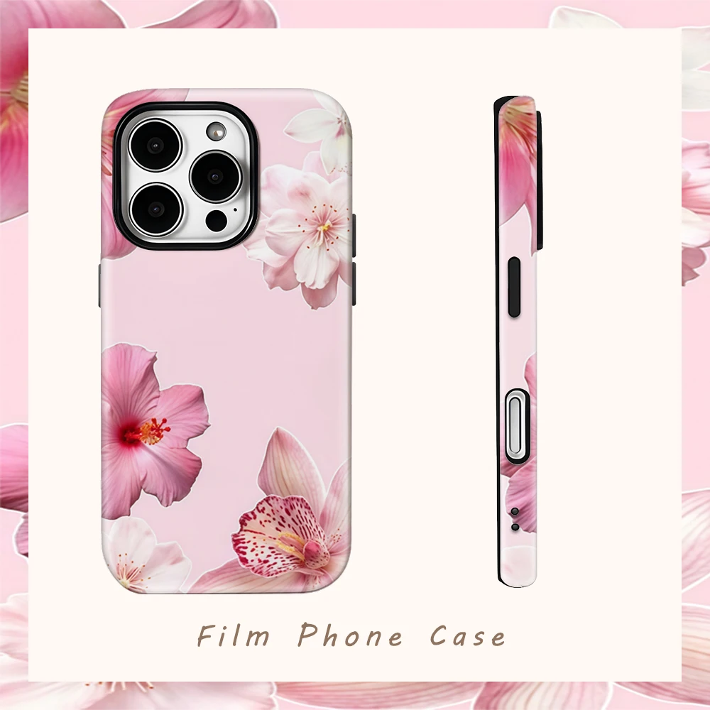 Blush Floral Dream Handyhülle für IPhone 16 15 14 13 12 11 X XS XR XSMAX 7 8 Pro Max Plus Doppelschichtige Rückseite