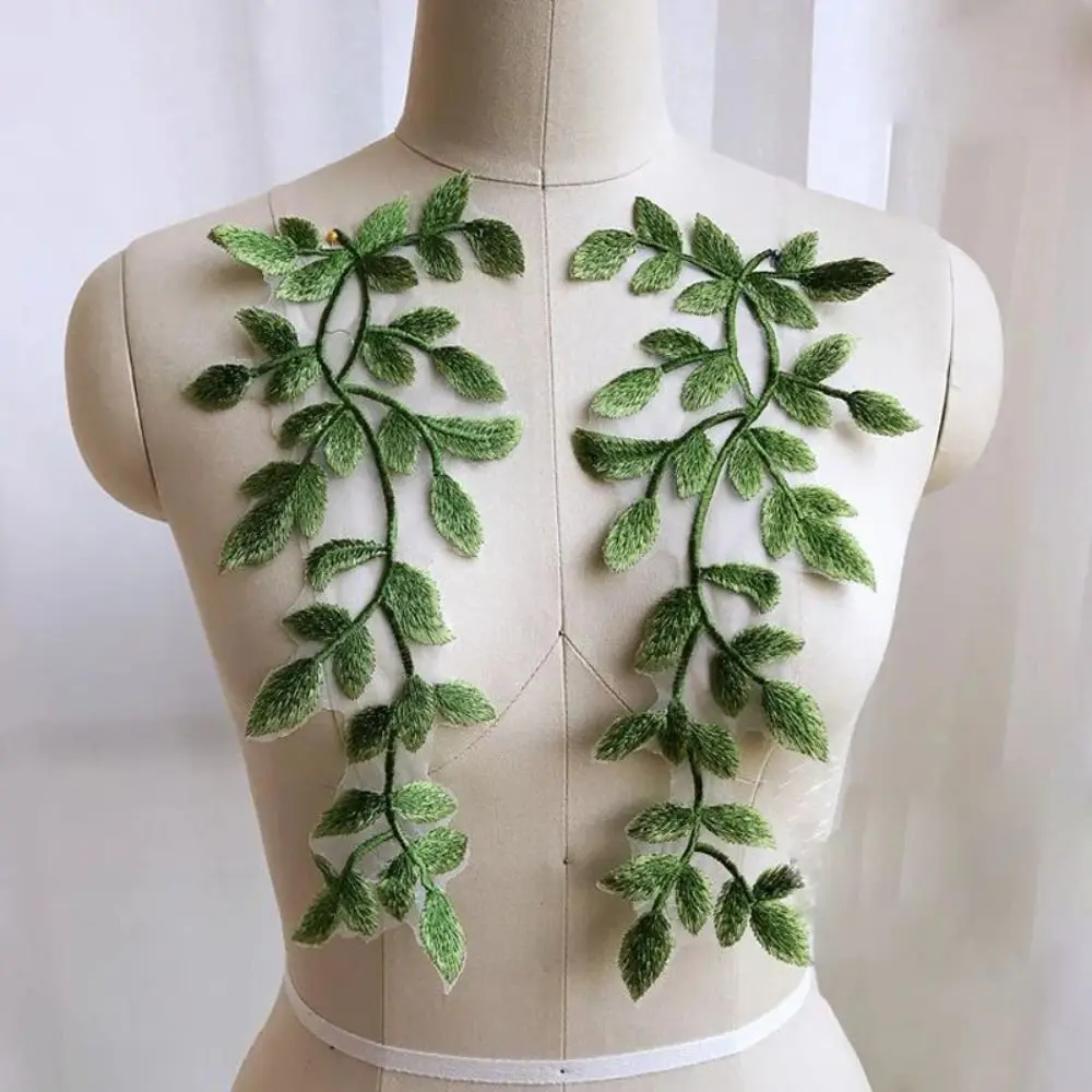 2 قطع الورقة الخضراء زهرة الأقحوان المطرزة بقع أنيقة خمر الملابس زين الملابس الرائعة بقع الخياطة