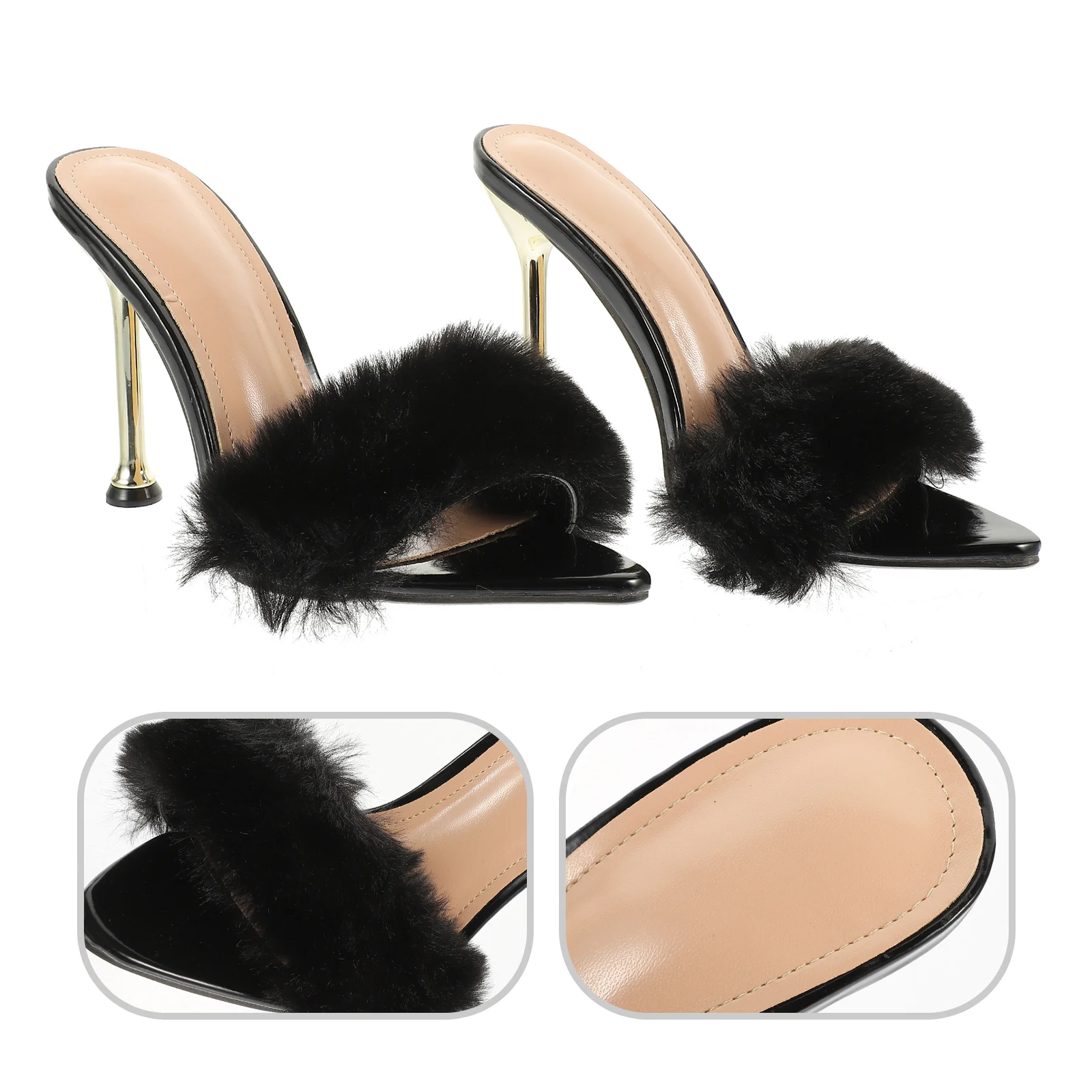 

Fur High Heel Sandals Chic Summer Women Shoes for Fashionable Heels Women's High-heeled Stilettos