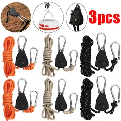 3Pcs Outdoor Tools Camping Tent Windproof Pulley Canopy Rope Tensioner Reflective Pulley Buckle Adjuster Camping Supplies