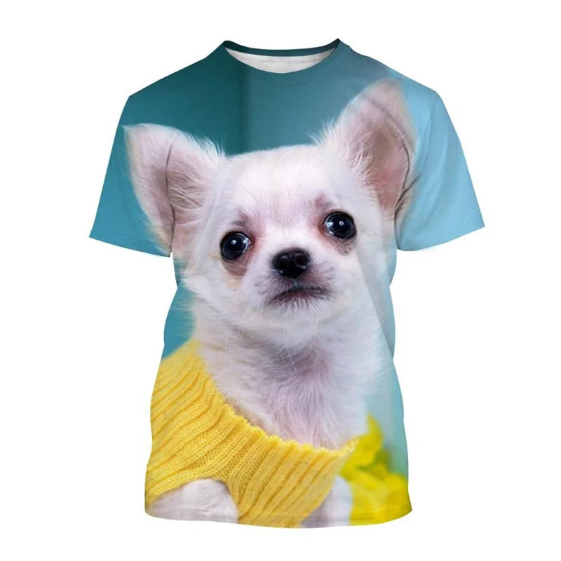 3d Printed Cute Pets Chihuahua T-shirt Casual Plus Size Short-sleeved Animal Dog Graphic T Shirt Men Summer Street Top Tees