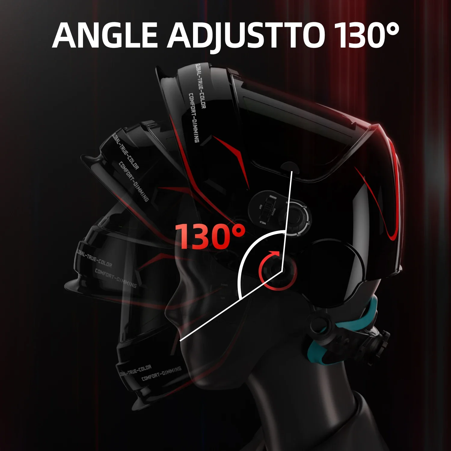 خوذة لحام ANDELI عرض كبيرة لون حقيقي يعمل بالطاقة الشمسية قناع لحام سواد تلقائي مع رؤية جانبية 4 مستشعر قوس لـ TIG MIG #5