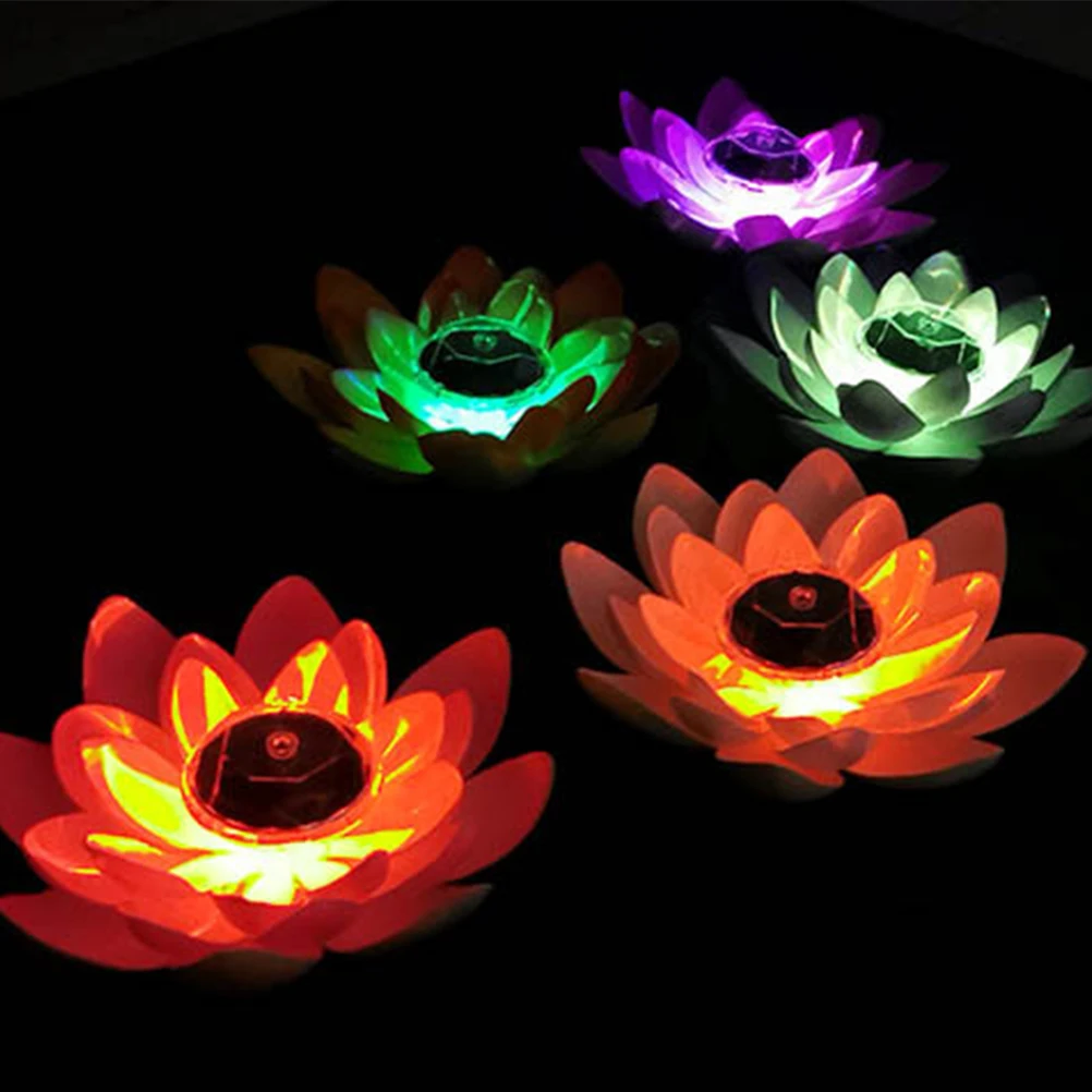 

Lotus Lantern Pond Lighting Solar Pool Lamp Lilies Lily Lights Artificial