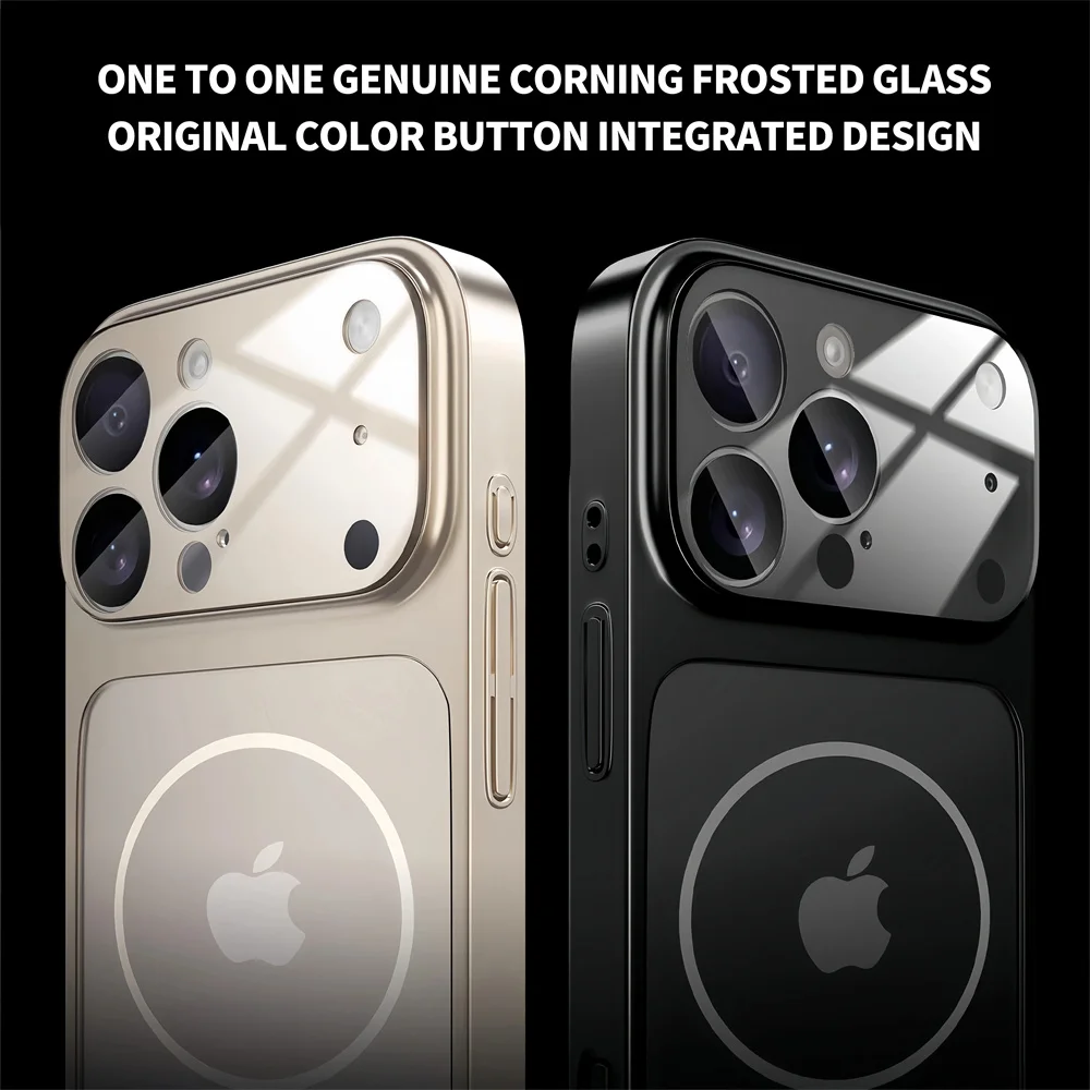 Cambia in pochi secondi per iPhone 17 Pro 16 15 14 13 Pro Max Custodia per telefono con finestra grande in vetro premium Set protettivo magnetico opaco