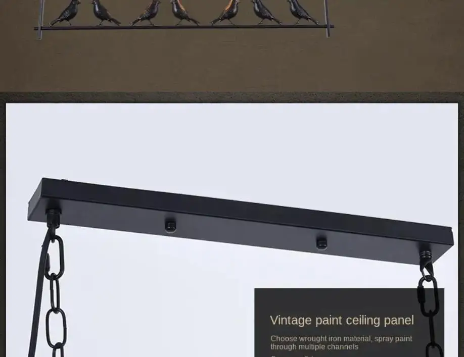 

Walnut plant chandelier retro industrial wind bar bar restaurant bird cage chandelier loft wrought iron bird chandelier