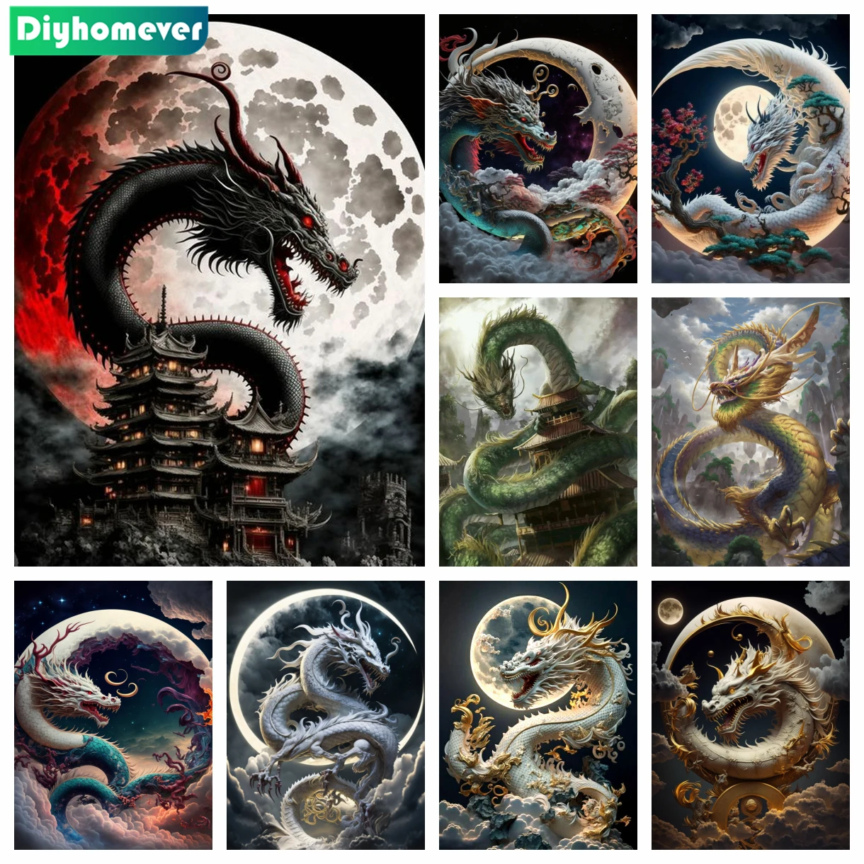 

Fantasy Animal 5D Diamond Painting Dragon Art Cross Stitch Kit Diamond Embroidery Full Square Mosaic Home Decor Kids Gift Craft