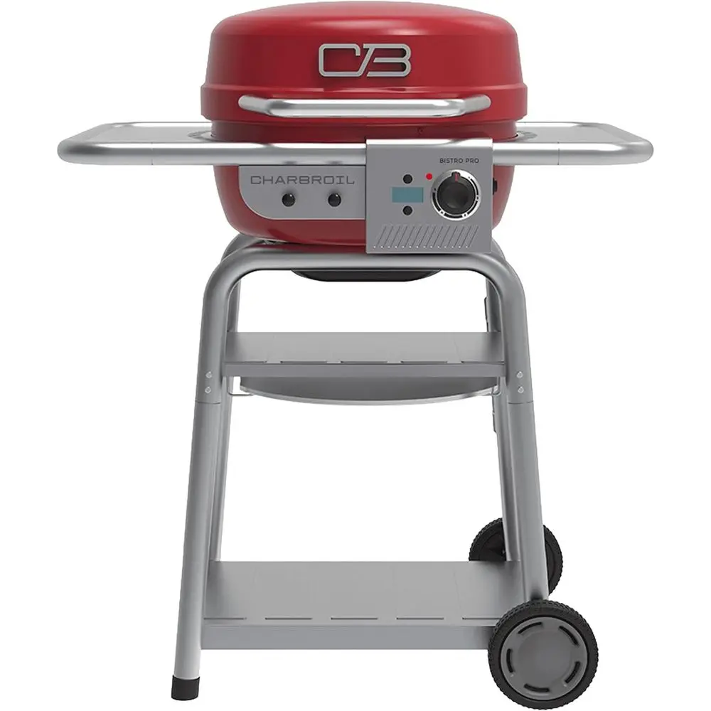 

3-in-1 Dual uel Outdoor Bistro Pro Electric Grill & Griddle + Charcoal e BBQ, Red - 25302146