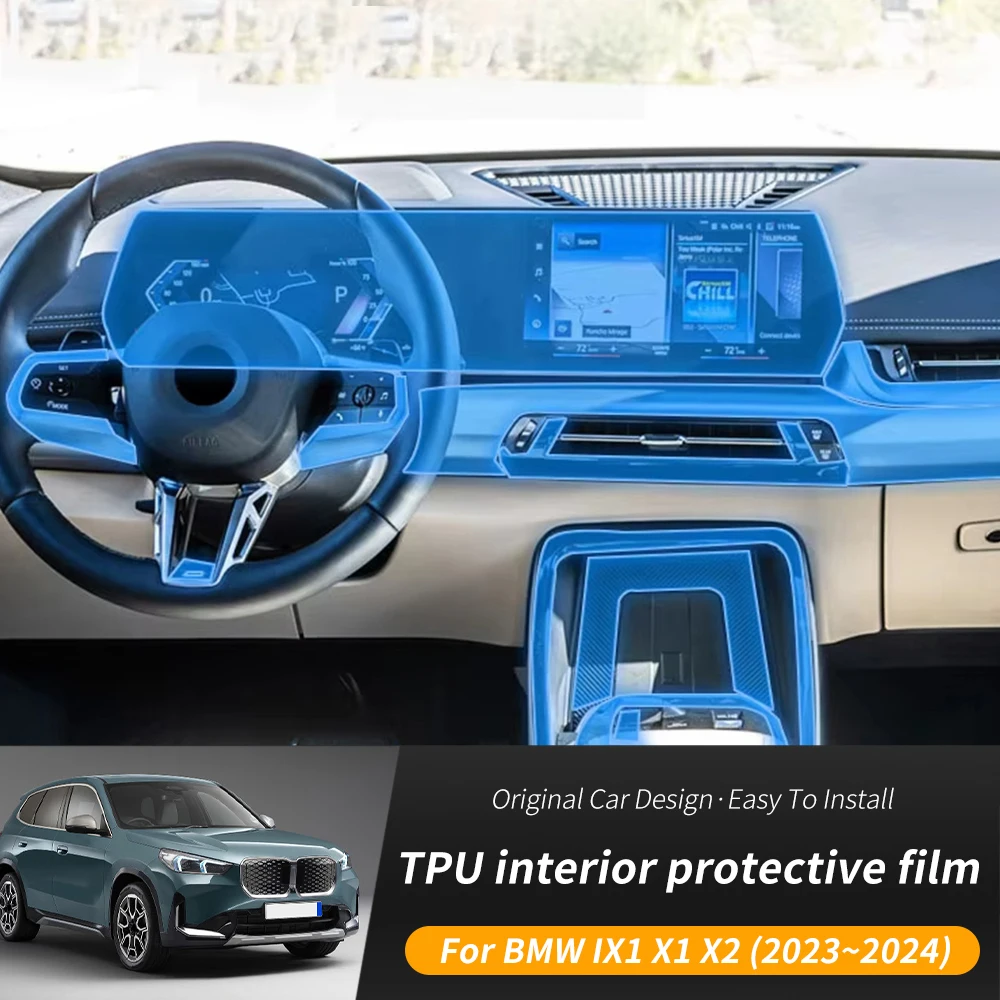 

For BMW U10 U11 X1 X2 iX1 2023 2024 Car Center Console Transparent TPU Protective Film Interior Anti-scratch Repair Film PPF