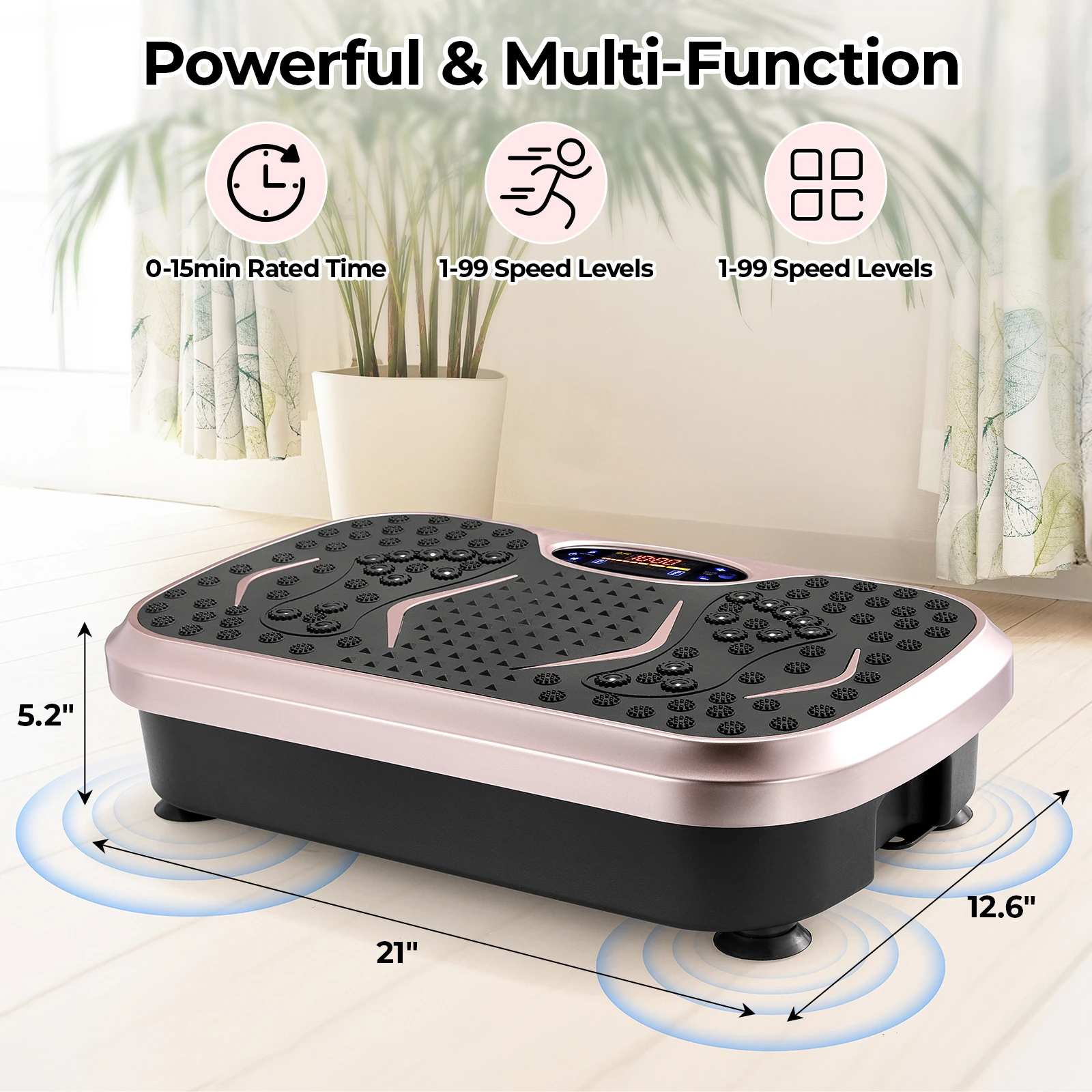 Vibration Plate Exercise Machine - Whole Body Workout Vibration Fitness Platform w/ Loop Bands - Home Training Equipment