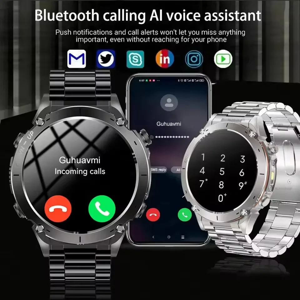 グローバル軍事グレード GPS 男性屋外スマートウォッチ懐中電灯 730mAh バッテリー 3ATM 防水 Bluetooth 通話スマートウォッチ Xiaomi
