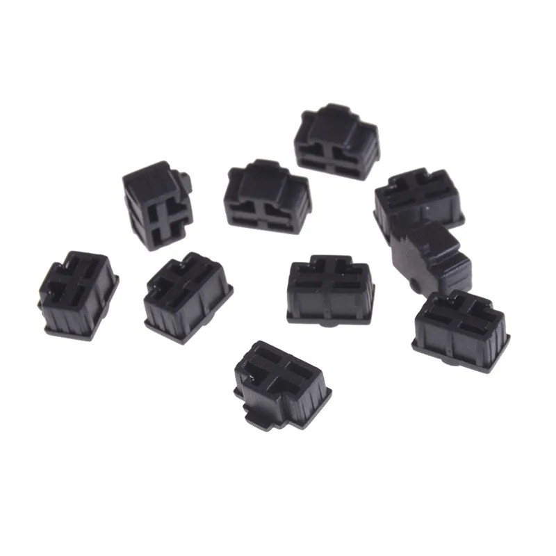 10Pcs Black Ethernet Hub Port RJ45 Anti Dust Cover Cap Protector Plug