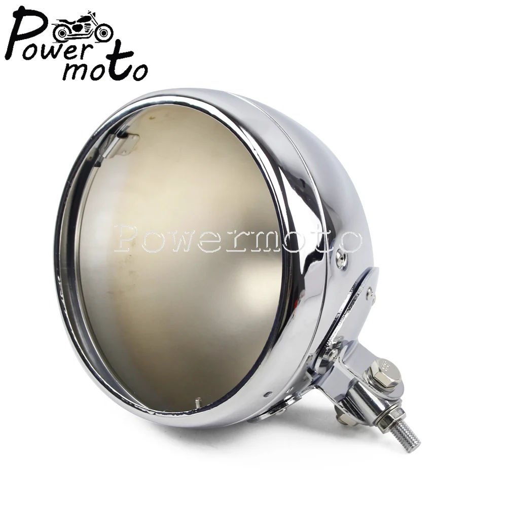 Chrome Universal 7 inch Bottom Mount Headlight Housing Shell For Harley Sportster Dyna Custom Headlamp Light Bulb Bucket Cover