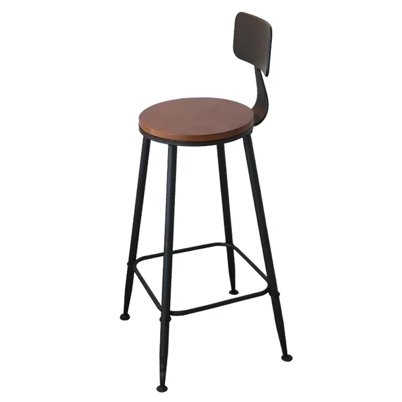 Iron Modern Design High Bar Chairs Luxury Nordic Portable Bar Stools Chairs Backrest Vintage Wooden Chair Dining American Stool