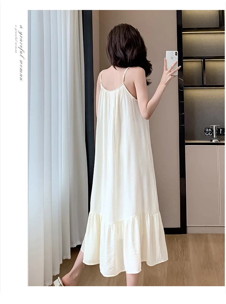 Summer Three-dimensional Flowers Embroidery Loose A-line Halter Dress Women Sleeveless Knee-length Beach Dresses Female