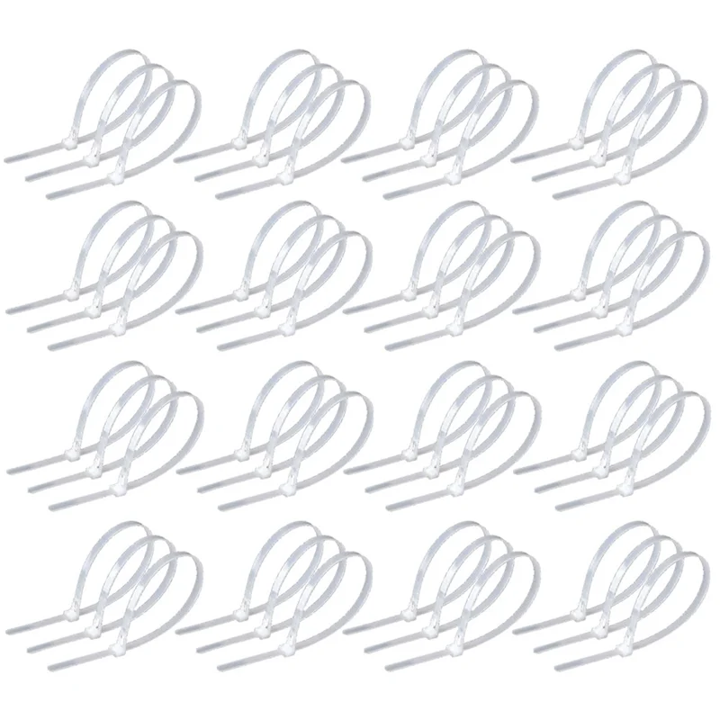 Practical-100pcs laços zip reutilizáveis 7.9 Polegada, laços de cabo liberáveis branco 50lbs tração, envoltórios de gravata ajustáveis para gerenciamento de cabos