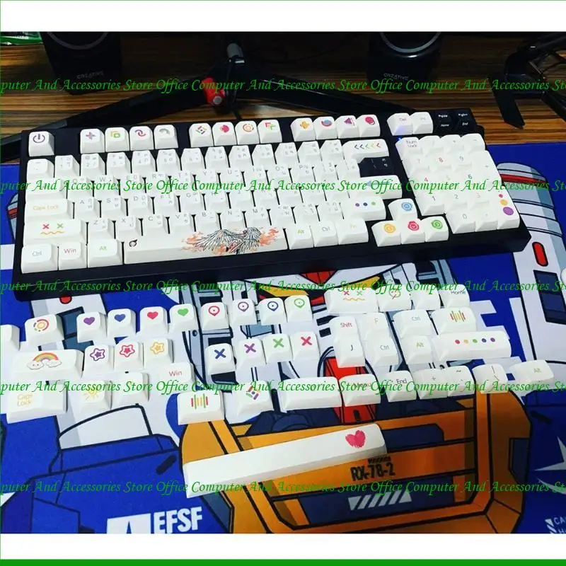 U55C 134 Keys Keycap Dye Sublimation Profil Ceri untuk Keyboard Keycap Mekanik