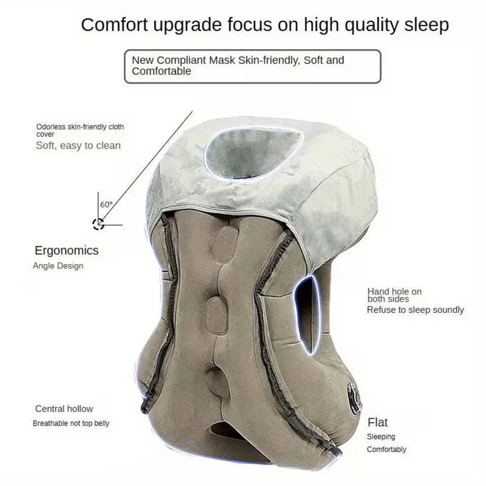 Inflatable Travel Sleeping Bag Portable Cushion Neck Pillow For Men Women Outdoor Airplane Flight Train Sleeping Easy image 3