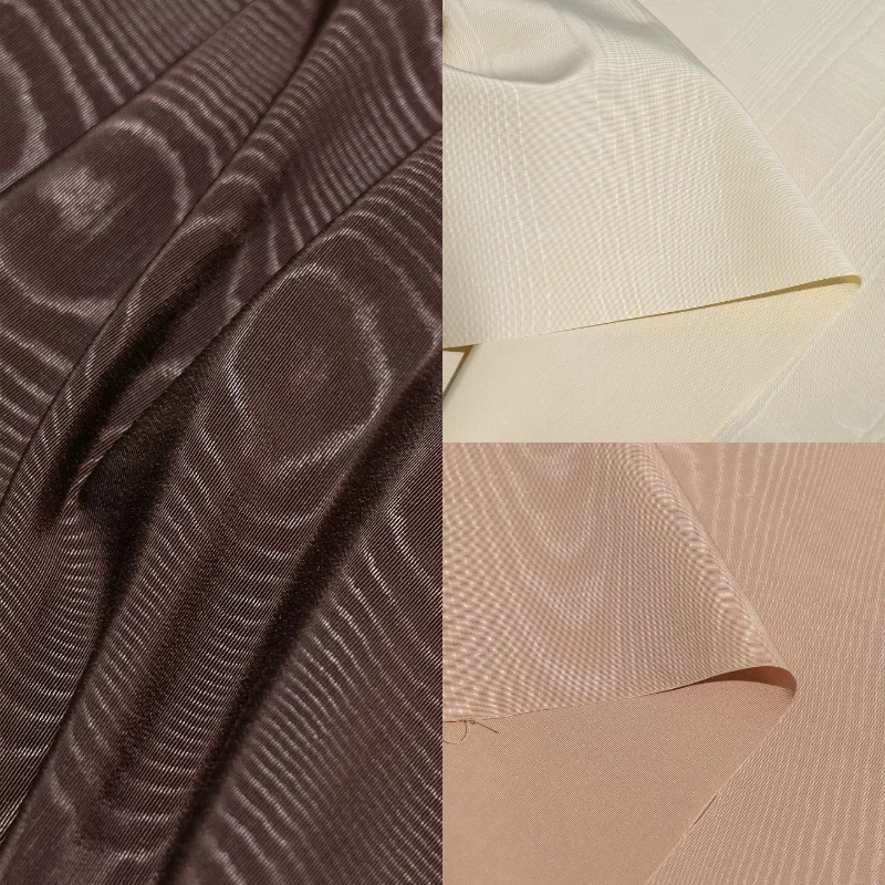 Vintage Brown Moire Pattern Cloud Wood Grain Slightly Reflective Jacquard Textured Fabric DIY Home Dress Coat Fashion Couture