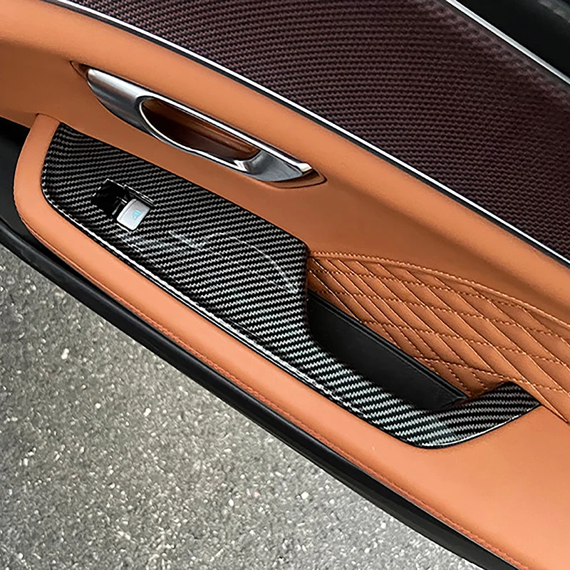 

Styling Window Glass Lifting Buttons Panel Decoration Cover Trim For BYD Han 2022 LHD Carbon Fiber Color Interior Accessories
