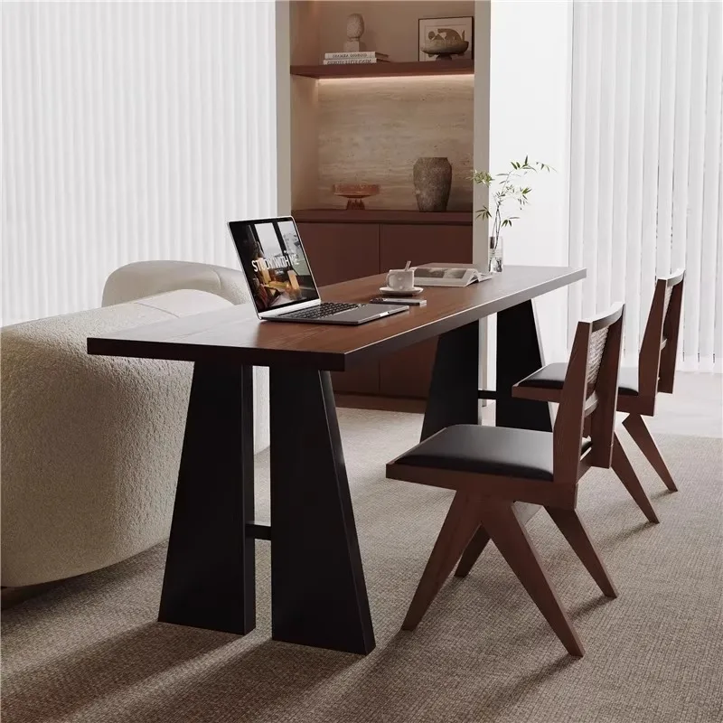 Medieval solid wood double desk designer creative dek home study table rectangular writing des