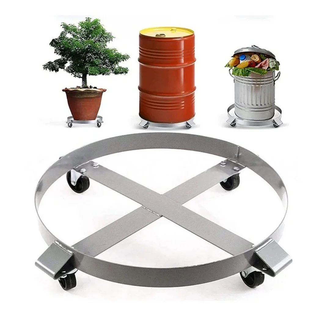 

SucceBuy 55Gal Swivel Drum Dolly Heavy Duty Bucket Cart with 4/5/8 Rotating Casters Wheels Anti-Tipping for Workshops Warehous
