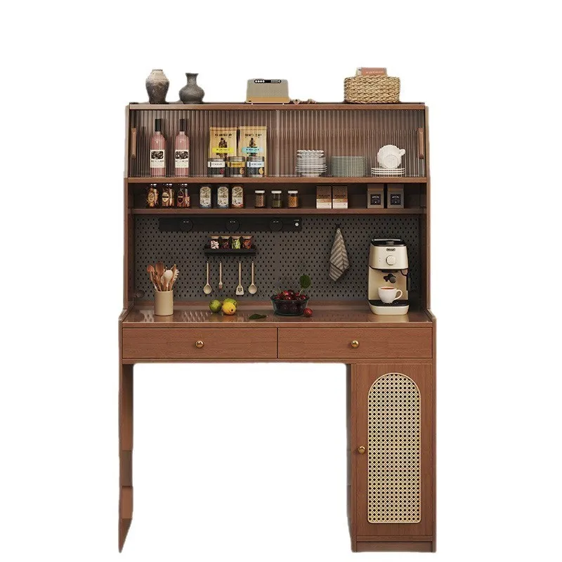 Solid wood  foldable dining table combination small apartment household wall multi-functional storage