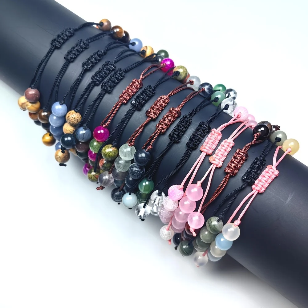 7 chakra spiritual healing crystal elastic bracelet natural 8mm gemstone energy balance yoga bead women\'s woven rope